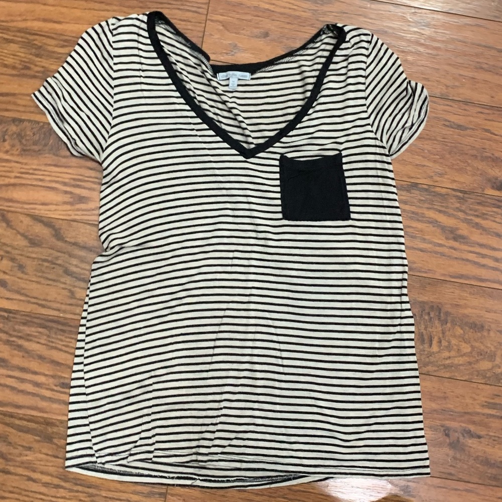Women stripes v neck